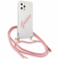 Guess Script Vintage iPhone 12 Pro Max 6.7" dėklas - rožinė