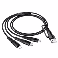 Kabelis 3in1 USB C / USB A į Lightning + USB C + Micro USB Hoco 1 m X123 juodas
