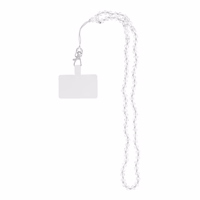 CRYSTAL DIAMOND telefono dirželis, telefono pakabukas / virvelės ilgis 74 cm (37 cm kilpoje) / ant kaklo – baltas