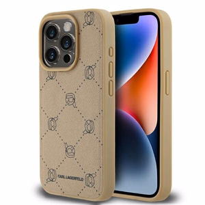 Karl Lagerfeld Magnetinis Karl Galva Dėklas telefonui iPhone 15 Pro - smėlio spalvos
