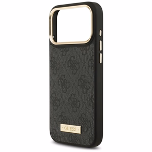 Guess 4G Logo Plate Magnetinis dėklas iPhone 17 Pro Max - juodas
