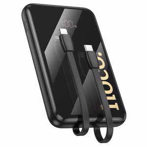 Išorinė baterija Hoco 10000 mAh QC PD 22,5W su integruotais laidais USB C + Lightning Q37 juoda