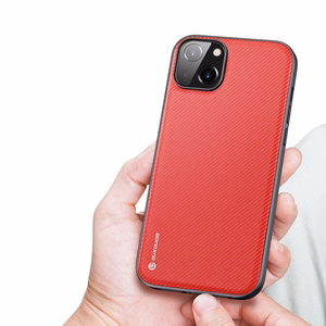 Dux Ducis Fino dėklas telefonui iPhone 14 Plus raudonas, pagamintas iš nailono