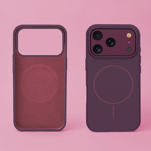 Thin Mag silikoninis dėklas, skirtas iPhone 17 Pro 6,3″ / iPhone 18 Pro 6,3″, tamsiai vyšninės spalvos