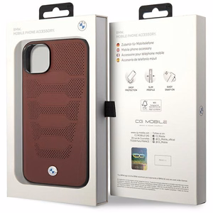 Dėklas telefonui BMW BMHCP14S22RPSR iPhone 14 6.1" bordo/bordo odos sėdynių raštas