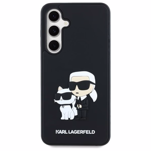 Karl Lagerfeld 3D guminis Karl&Choupette dėklas telefonui Samsung Galaxy S24 FE - juodas