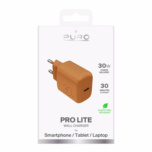 "Puro Pro Lite" 30 W USB-C sieninis įkroviklis - oranžinis
