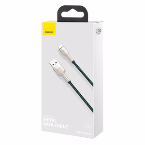 USB laidas "Lightning Baseus Cafule", 2,4 A, 1 m (žalias)