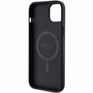 Dėklas Guess PU Leather 4G Colored Ring MagSafe Apple iPhone 15 juodas