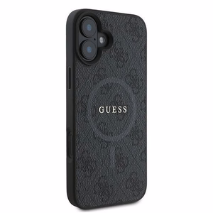 Guess 4G žiedas klasikinis logotipas magnetinis dėklas iPhone 16 Plus - juodas