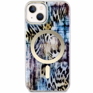 Guess Leopard Magnetinis dėklas telefonui iPhone 14 - mėlyna