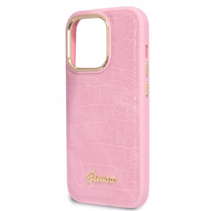 Guess Croco Collection dėklas telefonui iPhone 14 Pro - rožinė