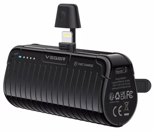 Powerbank Veger PlugOn (W0558P) PD QC3.0 2.4A 20W 5000 mAh with built-in Lightning connector black