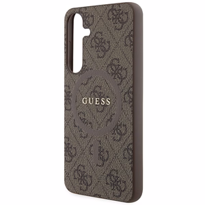 Guess 4G Collection Odinis Metalinis Logotipas Magnetinis dėklas telefonui Samsung Galaxy S24+ - rudas