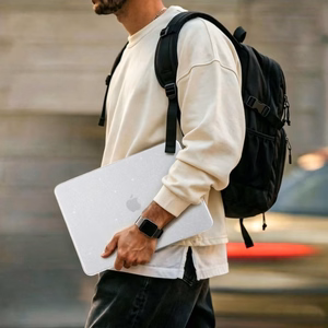 Tech-Protect SmartShell deklas MacBook Neo 13 colio 2026, skaidrus su blizgučiais