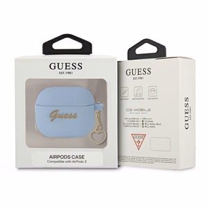 Guess GUA3LSCHSB AirPods 3 dėklas mėlynas silikoninis Charm Heart kolekcija