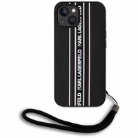 Karl Lagerfeld Saffiano Athleisure Stripes Cord dėklas telefonui iPhone 15 - rožinis