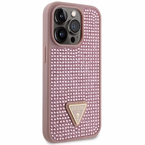 Guess GUHCP14LHDGTPP iPhone 14 Pro 6.1" rožinis/rožinis hardcase Rhinestone Triangle