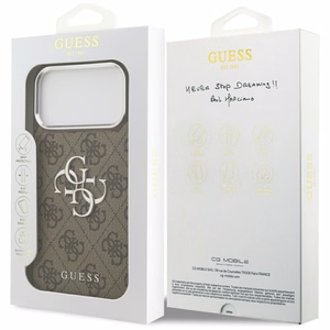 Guess Чехол для iPhone 17 Pro Max GUHCP17XP4G4SMCW (4G PU Leather Case with Big 4G and Classic Logo and Silver Metal Camera Frame) коричневый
