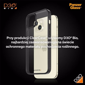 PanzerGlass ClearCase dėklas telefonui iPhone 15 Plus / 14 Plus su Karinė Lygio Sertifikatu - Skaidrus & Juodas
