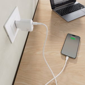 Puro PROLITE 30W USB-A / USB-C sieninis įkroviklis + USB-C - USB-C kabelis 1.2m - baltas