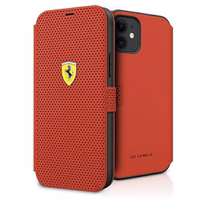 Ferrari FESPEFLBKP12SRE iPhone 12 mini 5.4" raudonas knygos tipo dėklas On Track perforuotas