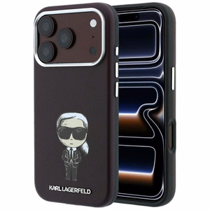 KARL LAGERFELD dėklas, skirtas IPHONE 18 Pro Max/ 17 Pro Max suderinamas su „MagSafe“ (Smooth Ikonik Sketch) (spalva: bordo)