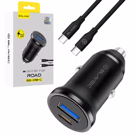 Blavec Car charger BS-01B-C Road - USB + Type C - QC 3.0 18W PD 20W with Type C to Type C cable (CCBS01BCR-UCB) black