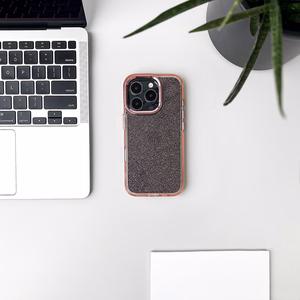 Blizgus dėklas telefonui iPhone 16 Pro - rožinis su blizgučiais