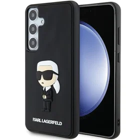 Karl Lagerfeld 3D Guminis Ikonik dėklas telefonui Samsung Galaxy S24 - juodas