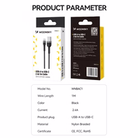 Wozinsky WNBAC2 USB-A / USB-C kabelis 2.4A 2m - juodas
