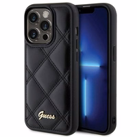 Guess Quilted Metal Logo dėklas telefonui iPhone 15 Pro Max - juodas