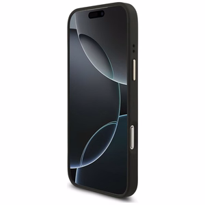 Guess 4G trikampio logotipo magnetinis dėklas telefonui iPhone 17 Pro Max - juodas ir auksinis
