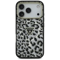 Guess leopardinis blizgus magnetinis dėklas telefonui iPhone 17 Pro Max juodas
