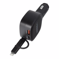 VEGER automobilinis įkroviklis su USB-C kabeliu (USB-C / Lightning) QC PD 84W CC89 juodas