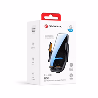 Forcell F-GRIP HS6 automobilinis laikiklis su belaidžiu įkrovikliu, tvirtinamas prie stiklo ir oro angos, juodas