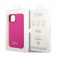 Guess GUHCP14SSLSMF iPhone 14 6.1 "fuksijos kietas dėklas Silikoninis Vintage Gold Logo