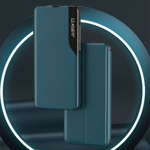 Eco Leather View Case elegantiškas knygos tipo dėklas su stovu Samsung Galaxy A22 4G oranžinis