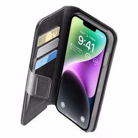 Cellularline Book Agenda - iPhone 14 dėklas with MICROBAN coating (juodas)