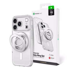 AmazingThing Titan Pro Lens Ring Set dėklas, skirtas iPhone 18 Pro, su kameros apsauga ir magnetiniu žiedu, suderinamas su MagSafe – spalva: skaidri