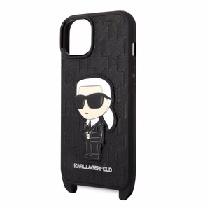 Karl Lagerfeld KLHCP14SSTKMK iPhone 14 6.1" juodas/juodas kietasis dėklas Monograma Ikonik Pleistras