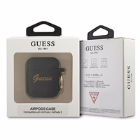 Guess GUA2SSSK AirPods dėklas juodas/juodas Silikonas Vintage Script