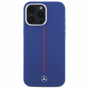 Mercedes silikoninis raudona juosta Magnetinis dėklas telefonui iPhone 16 Pro Max - tamsiai mėlynas