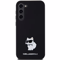 Karl Lagerfeld silikoninis Choupette metalinis smeigtukas dėklas telefonui Samsung Galaxy S23+ - juodas