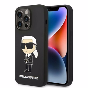 Karl Lagerfeld KLHMP14XSNIKB iPhone 14 Pro Max 6.7" kietas dėklas juodas/juodas Silikoninis Ikonik Magnetinis