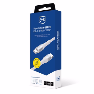 3mk Hyper Cable N-SERIES USB-C / USB-C 1m 20V/5A 100W laidas - baltas