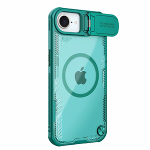 Магнитный чехол Nillkin Iceblade Prop с крышкой камеры и подставкой для iPhone 16e / 17e - зелёный