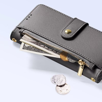 Dux Ducis Lawa odinis dėklas Samsung Galaxy S25+ su nuimama magnetine pinigine - pilkas