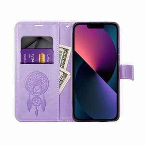 MEZZO knygos tipo dėklas telefonui SAMSUNG A25 5G su sapnų gaudykle, violetinis