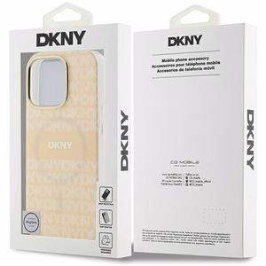 DKNY Kartojamas tekstūros raštas ir juosta magnetinis iPhone 16 Pro dėklas - rožinis